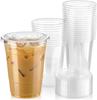 20 Clear Plastic Fruit Cups with Flat Lids PET Disposable Parfait Crystal Cups Suitable for Ice Coffee Juice and Beer Tumblers