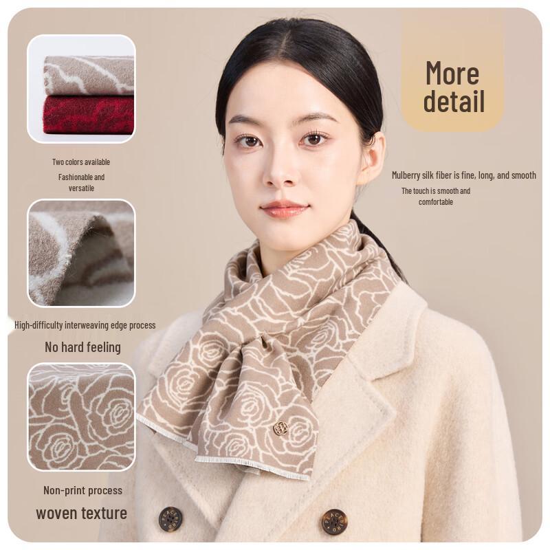 JIUMU Women's 100% Mulberry Silk Brushed Scarf
