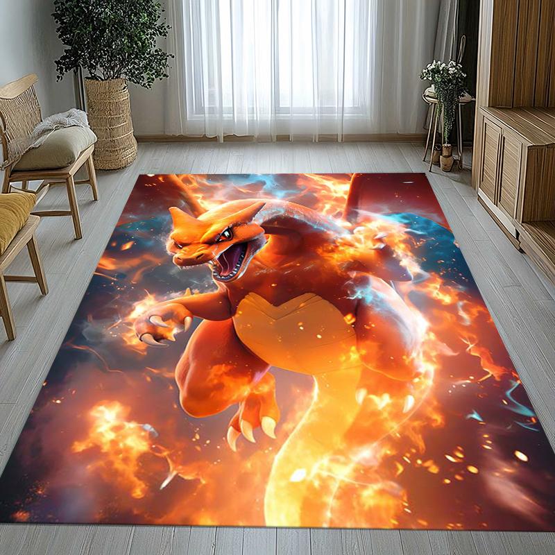 Charizard Charmander Pokemon Living Room Non-Slip Area Rug Soft Carpet for Bedroom Kids Playroom Sofa,Home Decor Doormat Gift