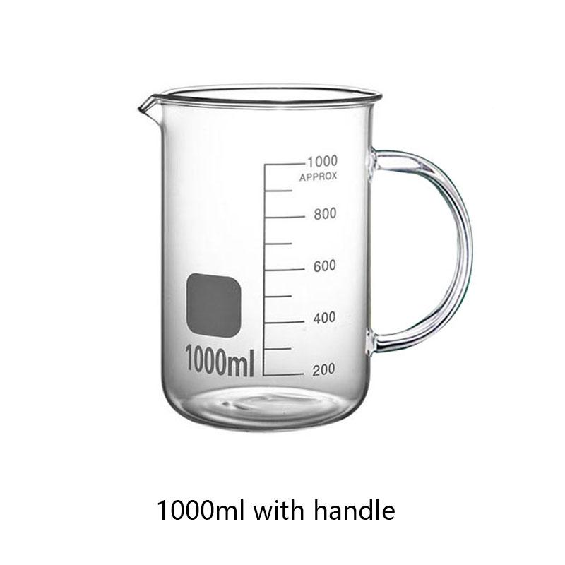 500/1000ml High Borosilicate Glass Measuring Cup With/Without Handle Heat-resistant Laboratory Beaker Kitchen Measuring Tools