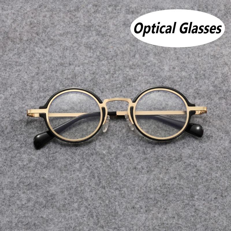 Neutral Retro Round Optical Glasses with High-definition Transparent Lenses Men's High-definition Anti-blue Light Flat Glasses