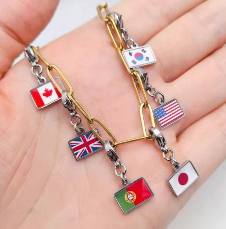 Country Flag Charms 10 Mm Pendant Necklace Bracelet Keychain Bagchain Stainless Steel Jewelry A Commemorative Gift For A Friend