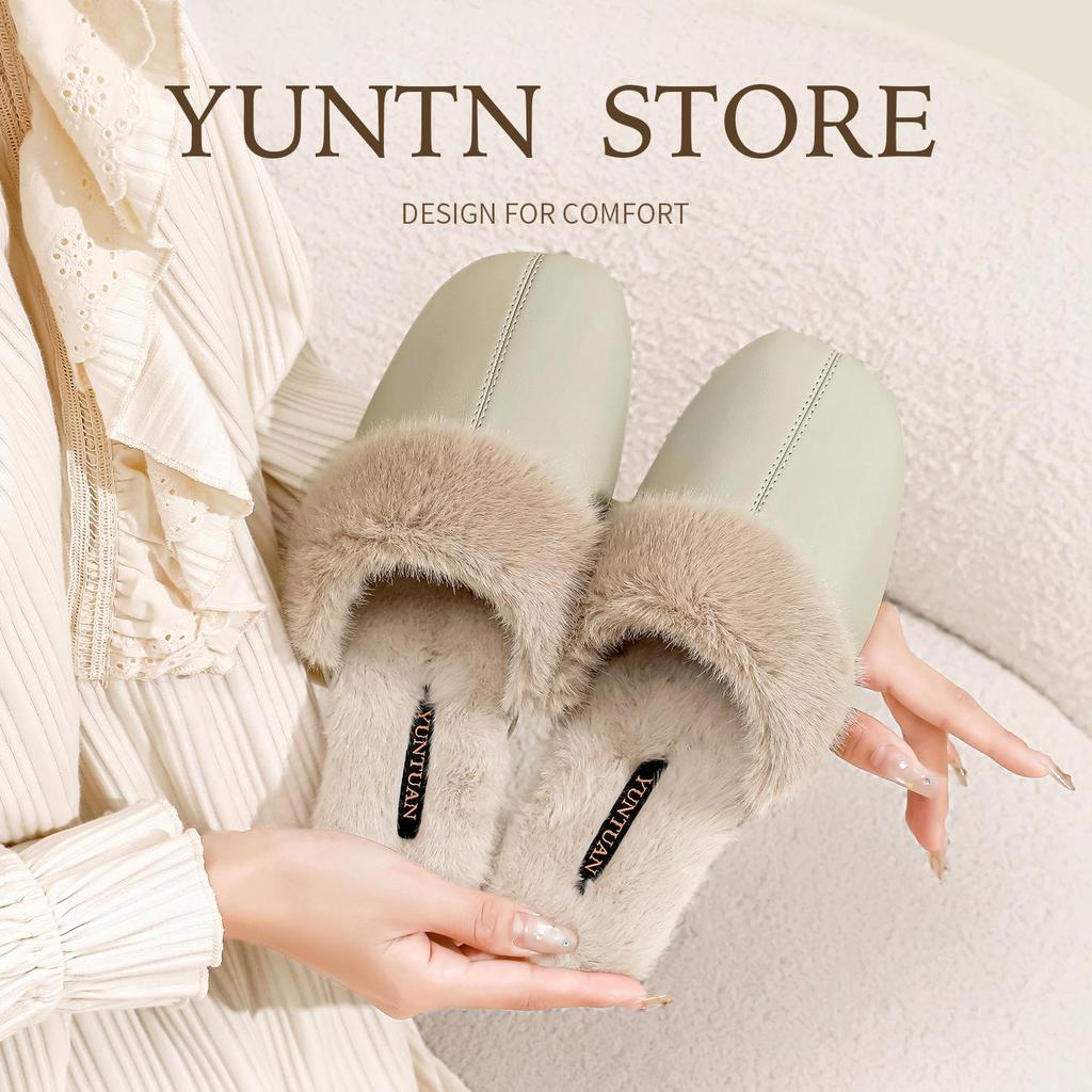 Damen Plüsch-Baumwollpantoffeln - Warm, Samtgefüttert, Rutschfest, Hautfreundlich für Zuhause