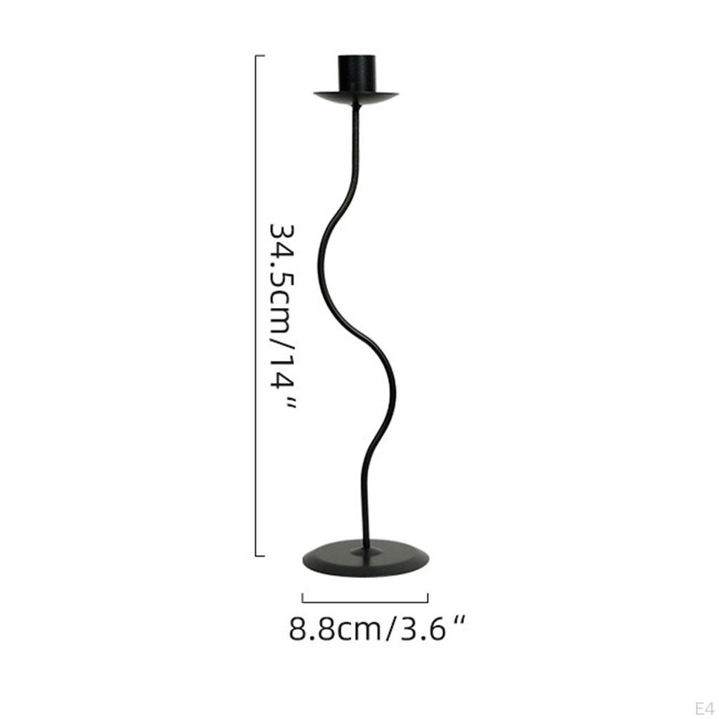 Black Conical Candle Holder Made of Iron, Table Decoration, Versatile, Traditional for Living Room,