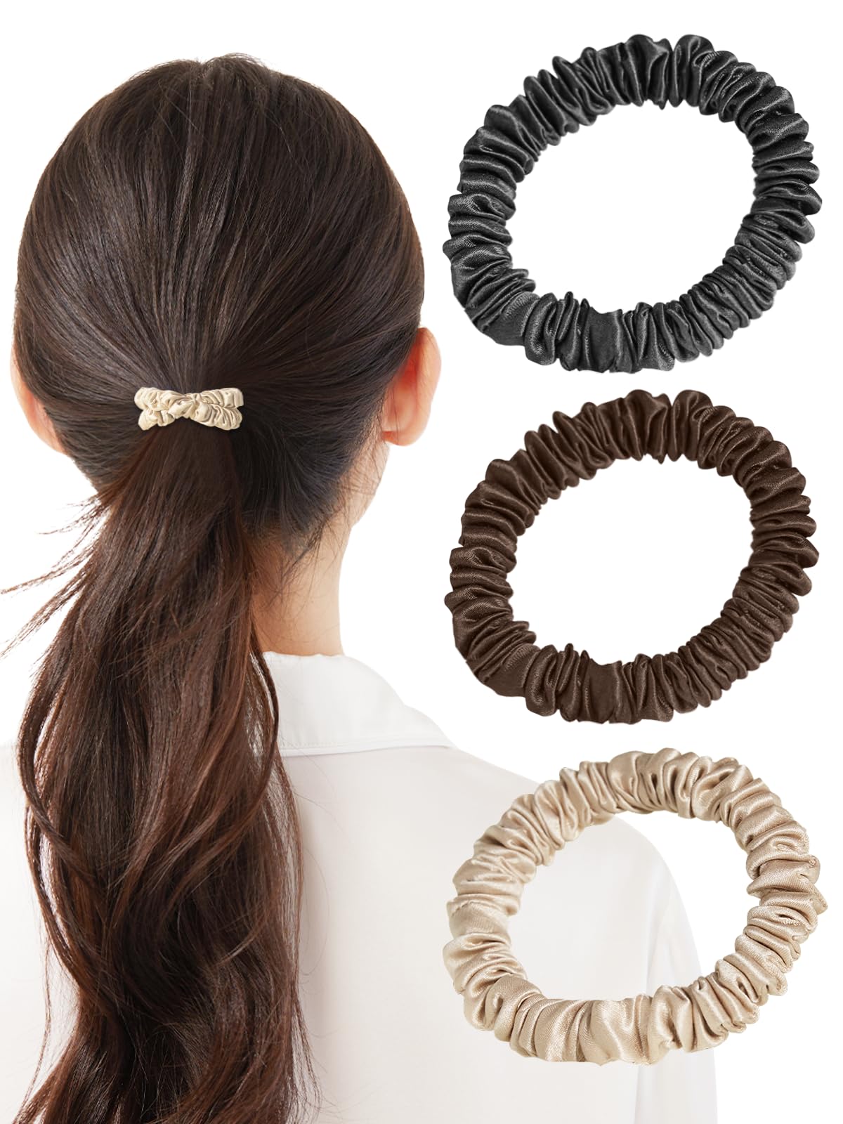 

Utukky Silk Hair Стильный для натуральных волос Стильный набор для волос из 3 резинок, скранчи, взрослые, 100% шелк, резинки, не оставляющие заломов, аксессуары, антистатические, подарок,