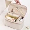 Sac de Rangement Portatif Beige pour Lingerie avec Compartiment Privé à Fermeture Éclair pour Soutiens-gorge, Chaussettes et Lingerie Délicate