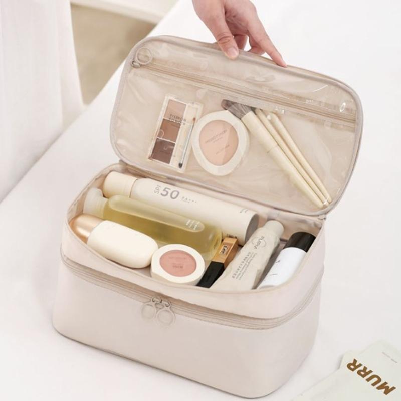 Sac de Rangement Portatif Beige pour Lingerie avec Compartiment Privé à Fermeture Éclair pour Soutiens-gorge, Chaussettes et Lingerie Délicate