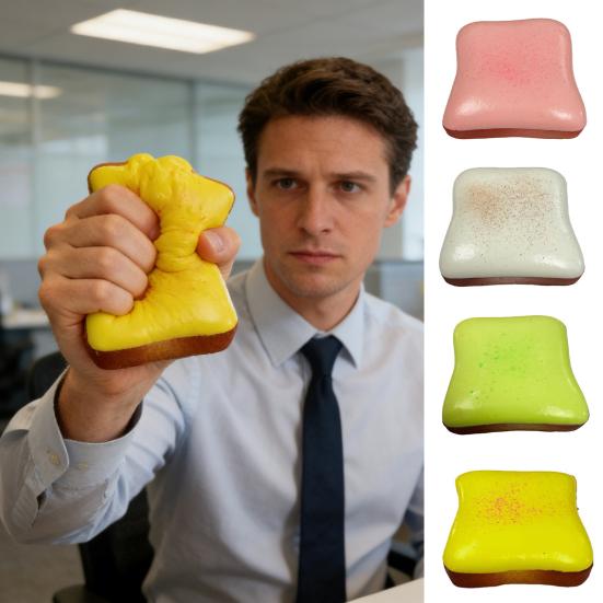 Creamy Toast Squeeze Toy Soft Slow-Rising Realistic Bread Fidget for Stress Relief Decompression Gadget for Kids Adults