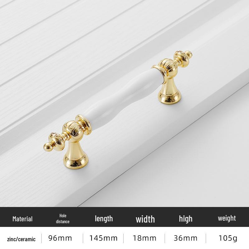 Nowoczesny Minimalistyczny Złoty Stop Aluminium Ceramiczna Rączka do Drzwi Szafek i Garderób