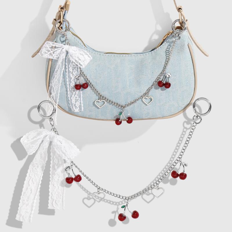 Versatile Bow Cherry Keychain For Women Trendy Bag Chain Creative Cute Bag Pendant Decoration Accessories Gifts