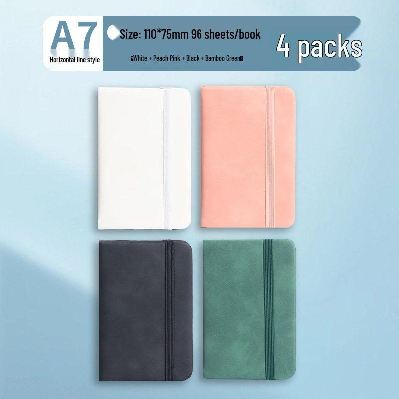 A7 Mini Pocket Notebook with Thick Leather Cover - Retro and Simple Design