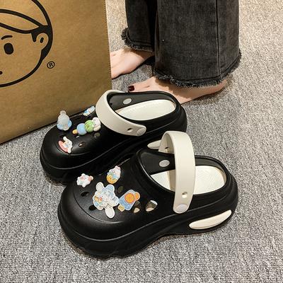 Thick-Soled Hole Shoes Women'S Non-Slip Beach Heightening Bag Head Sandals Outer Wear Heightening Women'S Garden Shoes Sandals