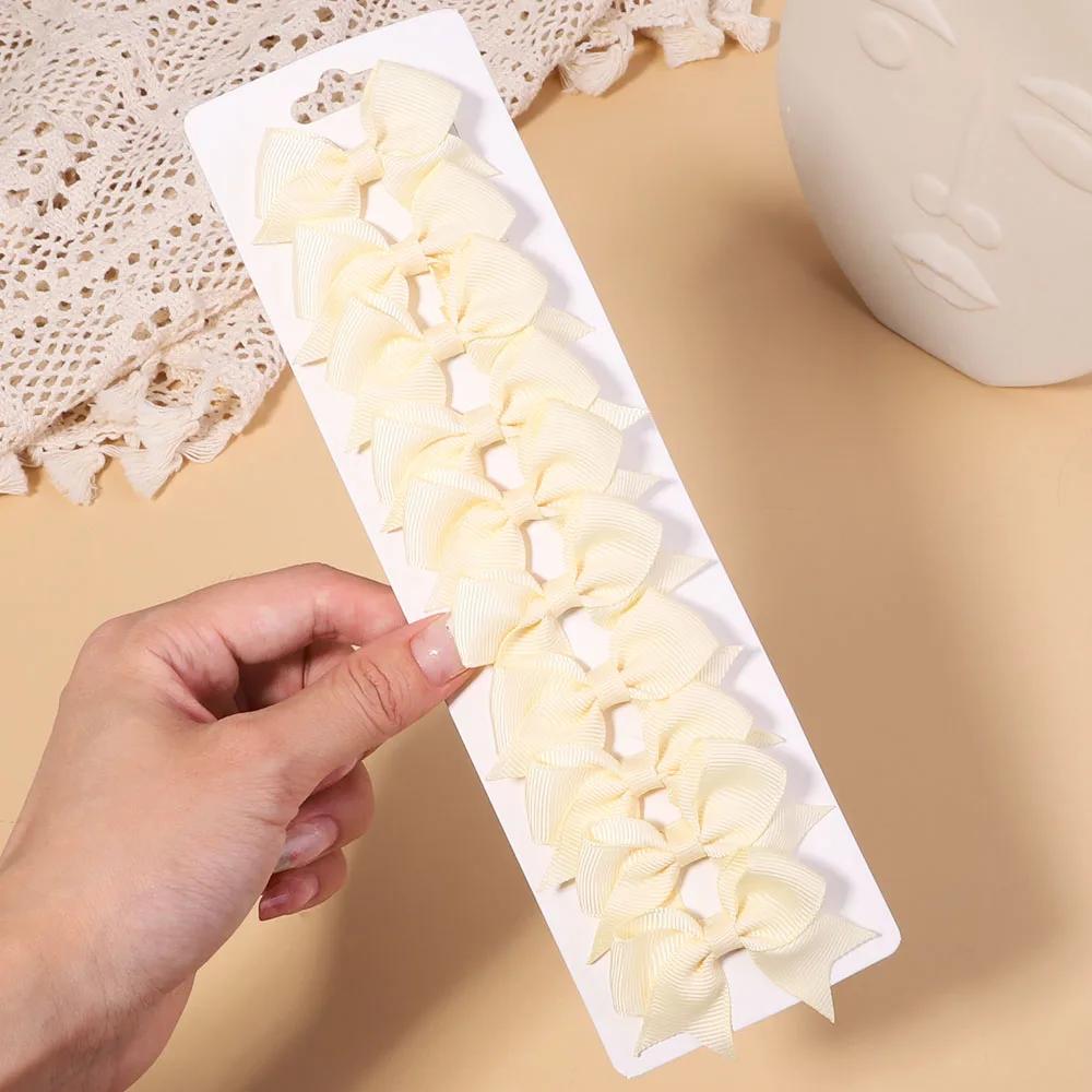 10Pcs/Set Solid Color Grosgrain Ribbon Hairpins for Kids Bows Hair Clips Boutique Handmade Headwear Girls Baby Hair Accessories