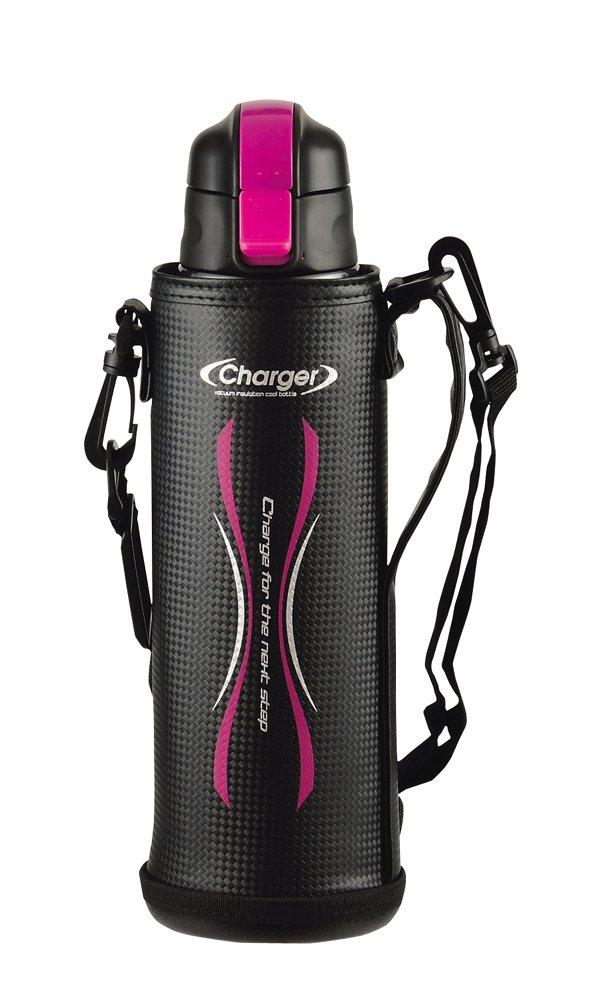 

Pearl Metal 1500ml Stainless Steel Water Bottle, Direct Drinking, Pink x Black, with Pouch, New Energy Charger, HB-3066