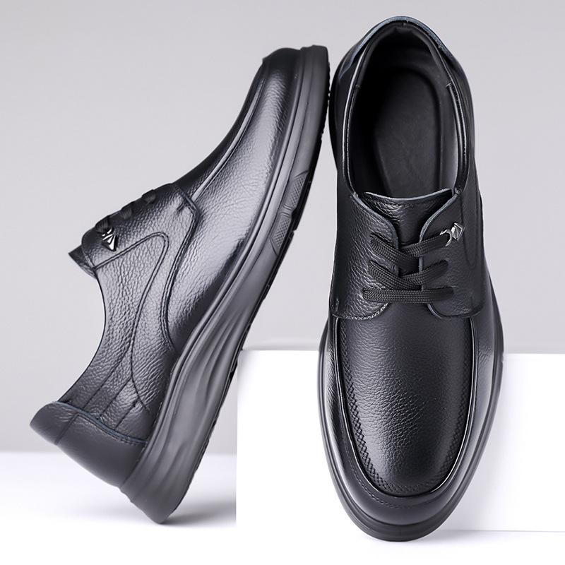 Breathable Men's Shoes Genuine Leather Business Leather Shoes High-end Cowhide Soft-soled Soft-sided Shoes Lazy Shoes Lace-up