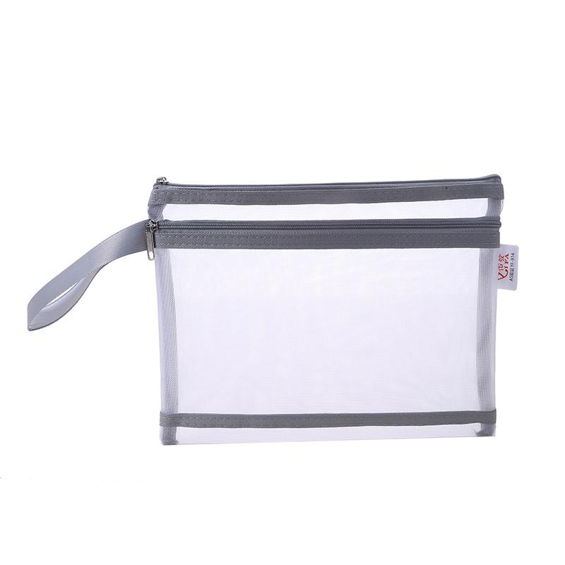 Double-layer Storage Bag Double-layer A5 File Holder Mesh Zipper Pouch for School Office Travel Document Storage Bag File Folder серый 1629₽