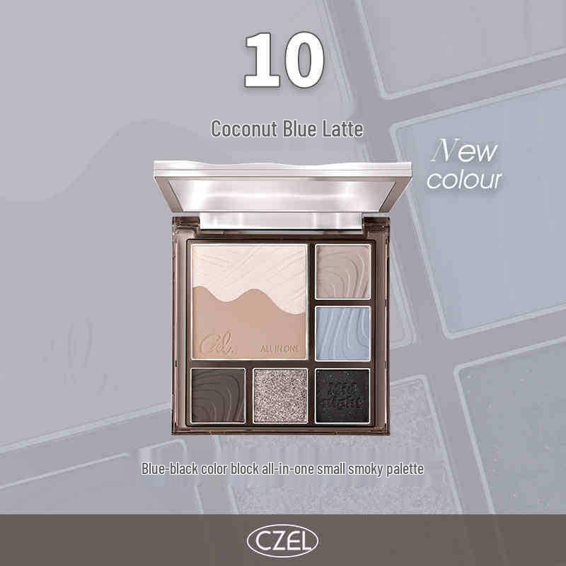 CZEL Earth Tone Eyeshadow & Blush Palette: Gray-Pink Gradient, Matte, Light Makeup All-in-One