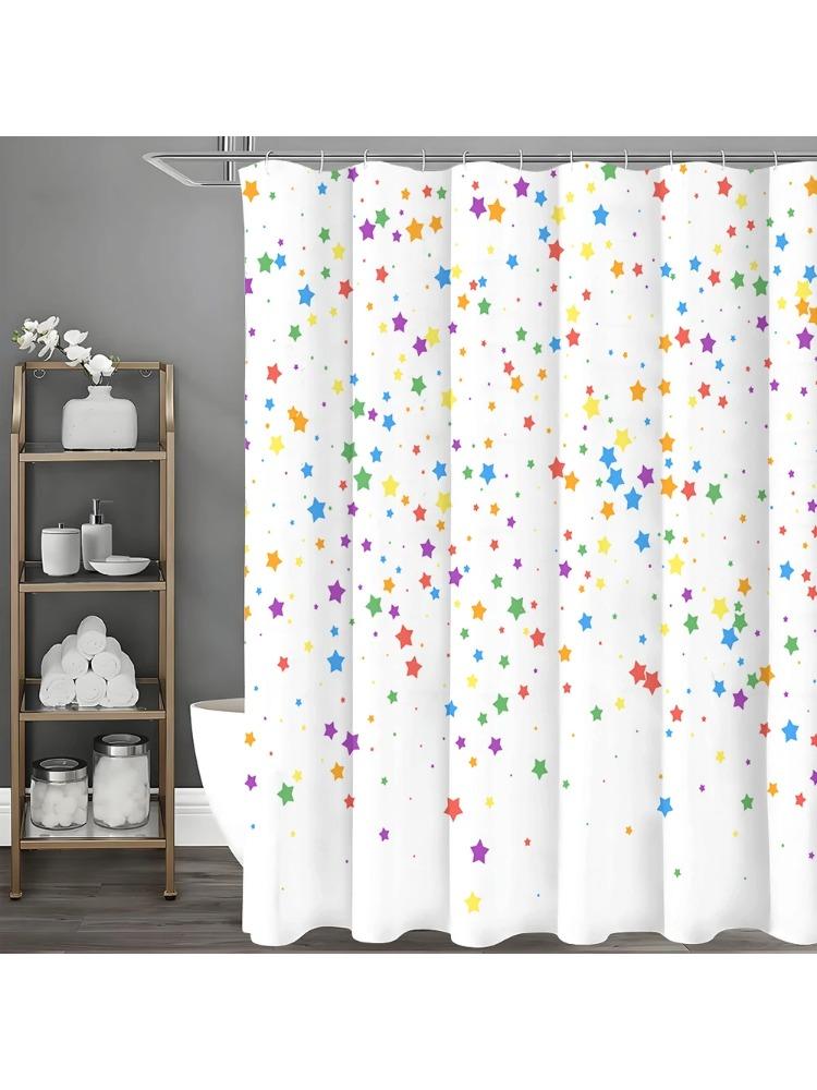 

Colorful Stars Shower Curtain, Bathroom Decorative Shower Curtain, Waterproof Shower Curtain With Hooks W60H190(CM)-1 Pcs