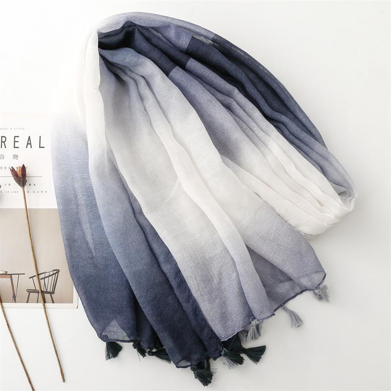 Spain Fashion Ombre Bandhnu Tassel Viscose Shawl Scarf Lady High Quality Wrap Pashmina Stole Bufandas Muslim Hijab 180*90Cm