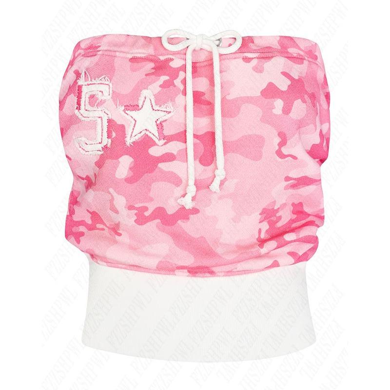 Nuevo Traje de Top Veraniego Strapless Y2k para Mujer Hip Hop Moda Camuflaje Bordado Sexy Delgado Strapless Top Gótico Punk Streetwear Conjuntos