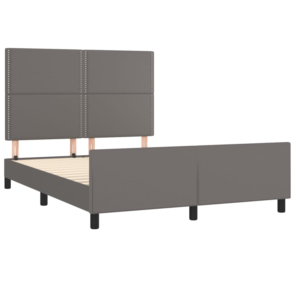Bed Frame with Headboard Grey 140 x 200 cm Artificial Leather