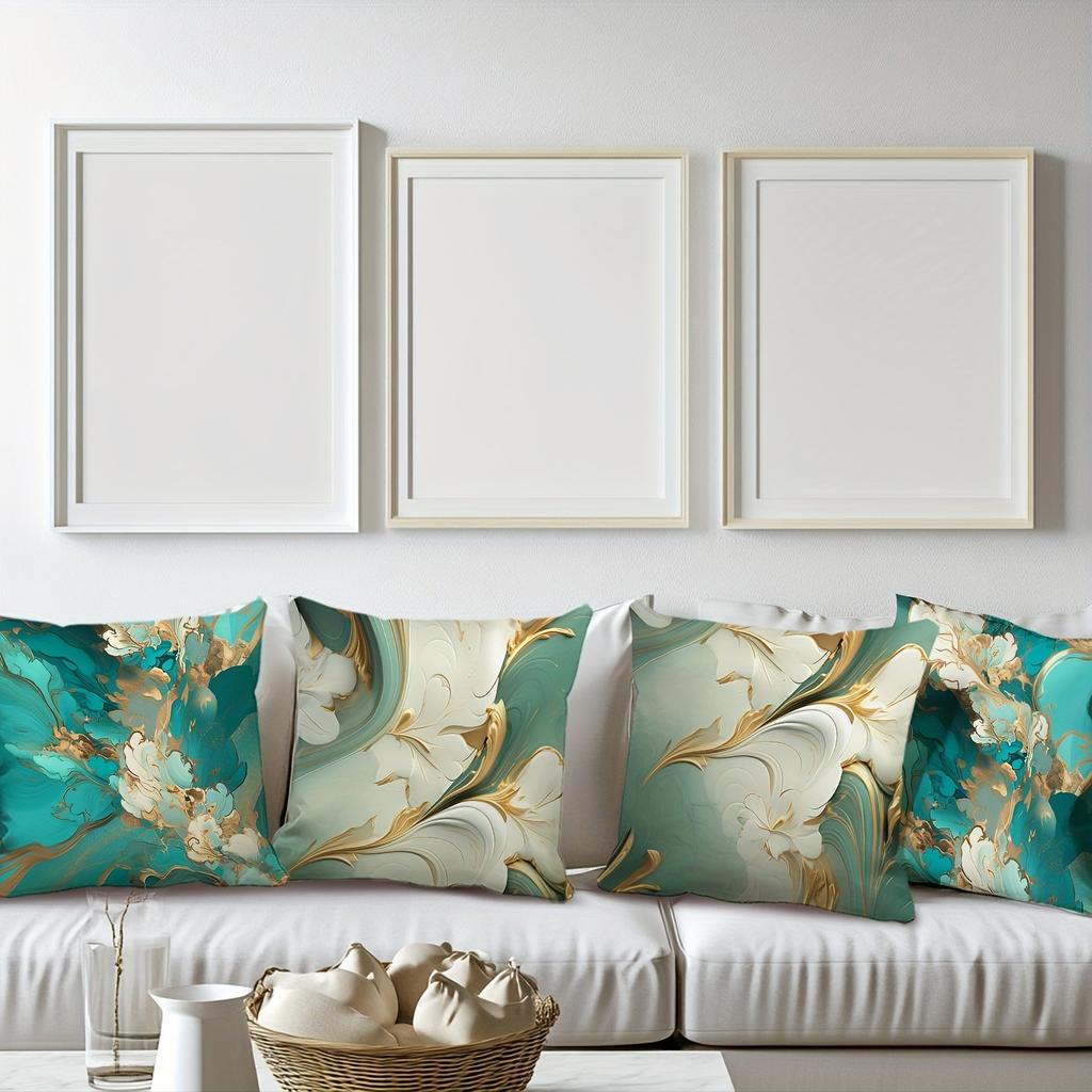 Blue and White 3D Floral Pearl - embellished PillowcaseBedroom Living Room Sofa Home Decor Polyester Cushion Cover with Zipper
