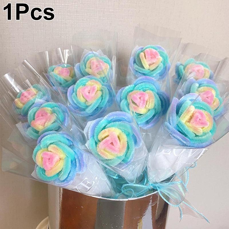 

1шт. Букет роз, насыщенные цвета, букет своими руками, усовершенствованная круглая роза, одинарная трубка, искусственный цветок, вечный цветок ручной работы