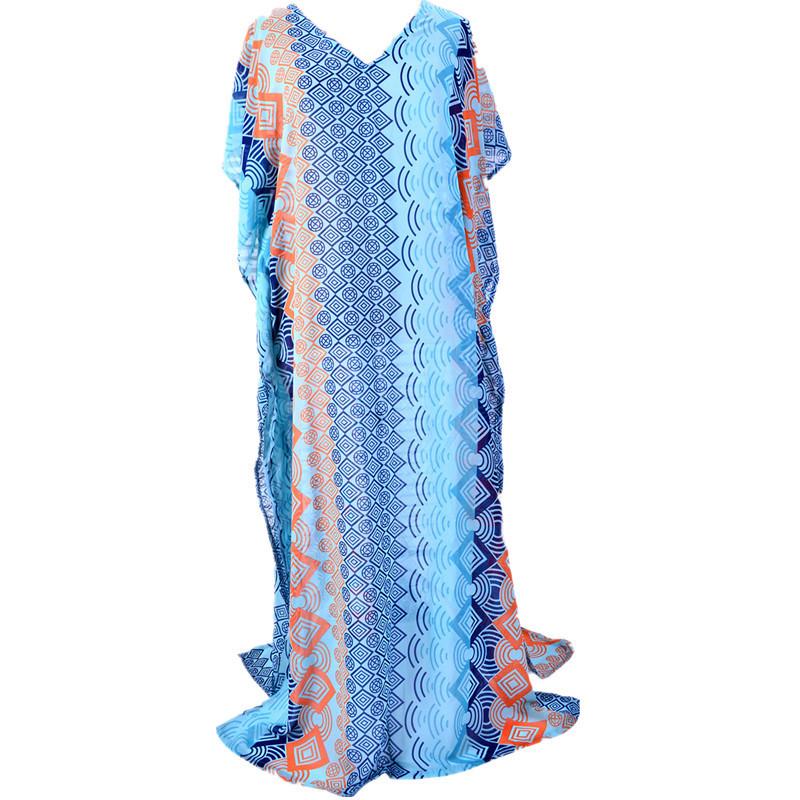 Chiffon Blau Rosa Vertikal Gestreift Langes Strandkleid Morgenmantel für Feiertage