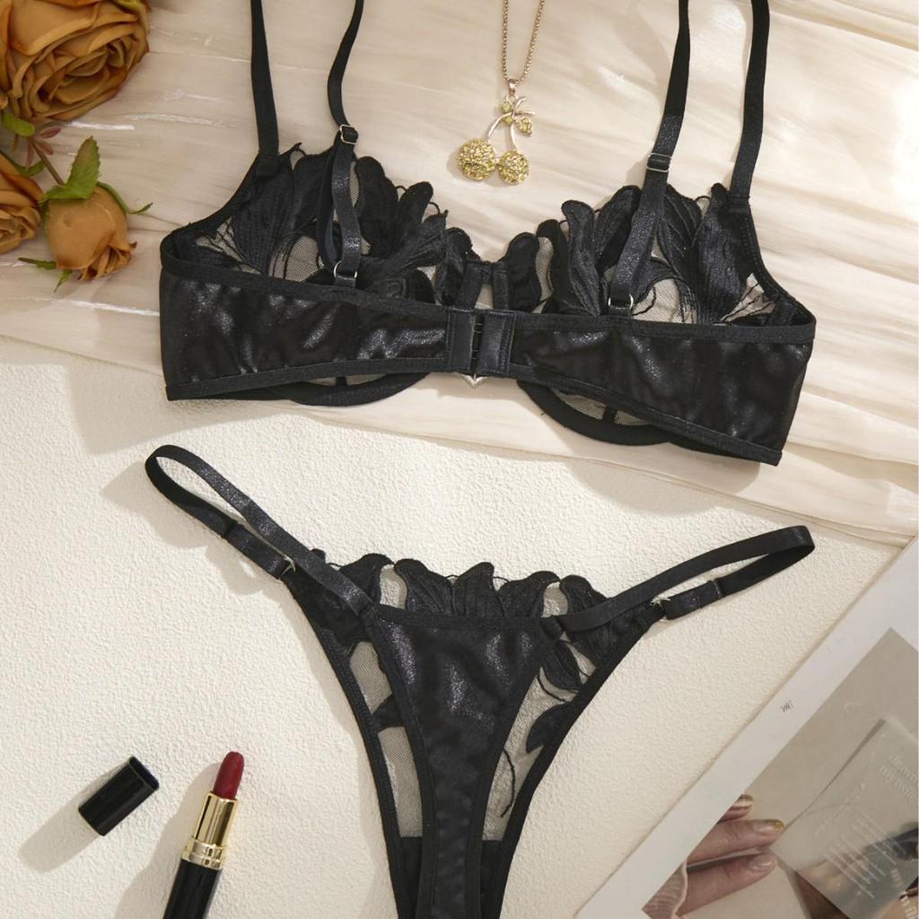 "Z Cross-Border Sexy Flower Embroidery Lingerie Set"