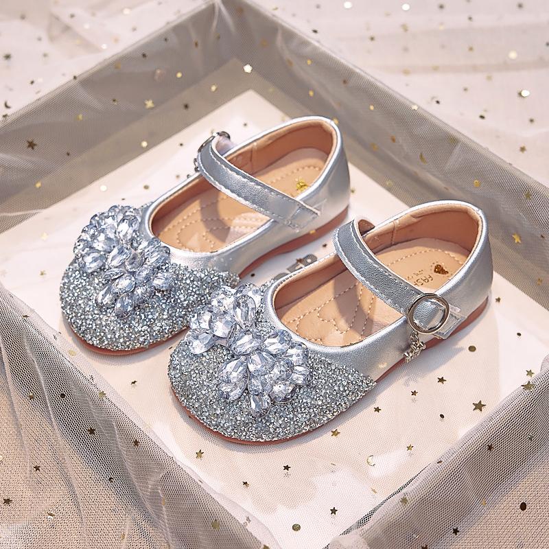 Kids Girls Elsa Princess Soft Sole Gem Leather Casual Summer Shoes 23