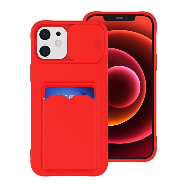 Slide Camera Protection Card Bag Phone Case For Iphone 14 12 11 13 Pro Max X Xr Xs 6 7 8 Plus Mini Se Soft Silicone Wallet Cover
