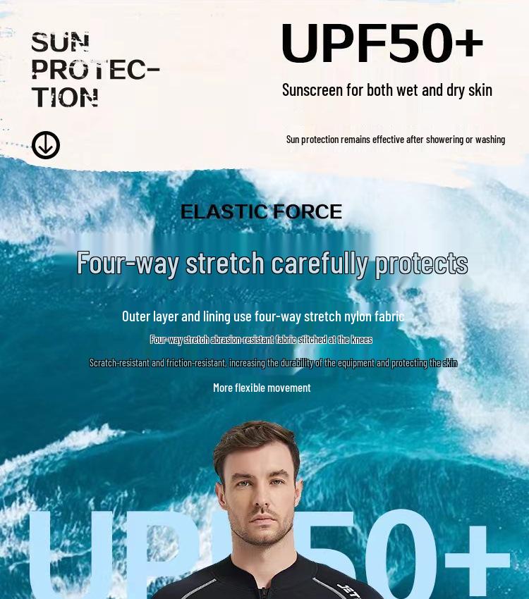 Unisex 3mm zweiteiliger schnelltrocknender Neoprenanzug zum Schnorcheln, Surfen, Stand-Up-Paddling - Kälte- und Sonnenschutz