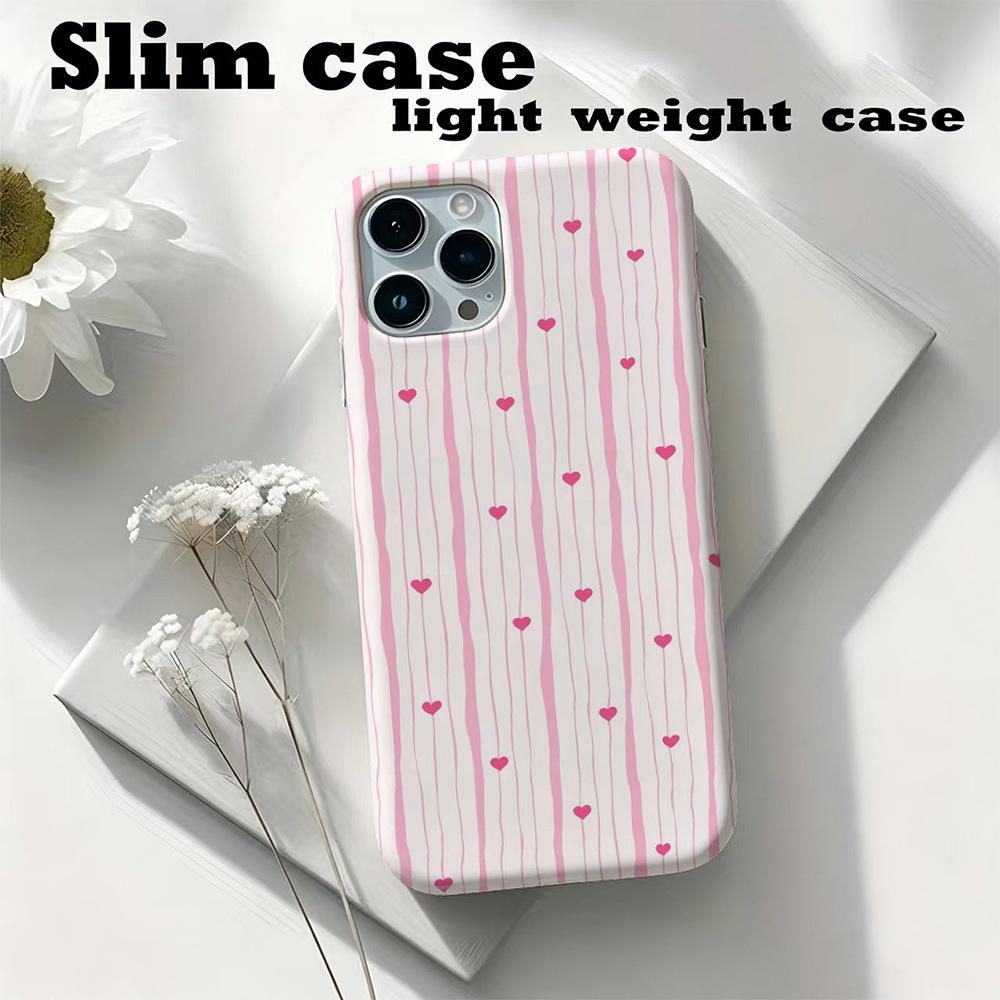 Ins Pink Love Striped Girl Heart Film Mobile Phone Case for iPhone17Pro Apple 14 Spot Wholesale