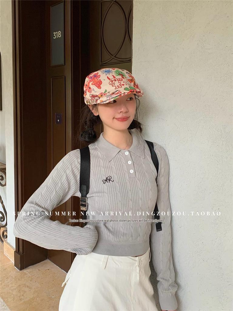 Japanese Graffiti Retro Beret: Cute, Thin, and Versatile Painter Cap for Women - Trendy Spring/Summer Style.