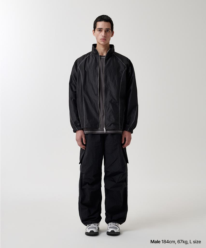 Mahagrid Cover Stitch Nylon Track Jacket Black(Mg2Fsmj247A)