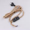 Eu Plug Twisted Hemp Rope Power Cord Retro E27 Lamp Base Socket Cable 1.8 Meters Twine Switch Wire For Wall Lamp Decor