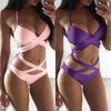 Premium Quality Five Colors Summer Sexy Women Bandage Cross Push-up Bikini Set Bathing Suit