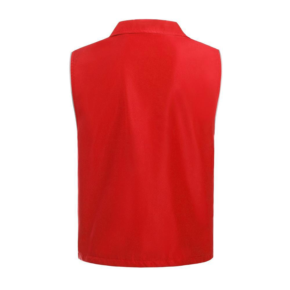 Custom Multi-Pocket Reflective Workwear Vest with Printed Logo for Housekeeping, Promotions, and Supermarket Activities.