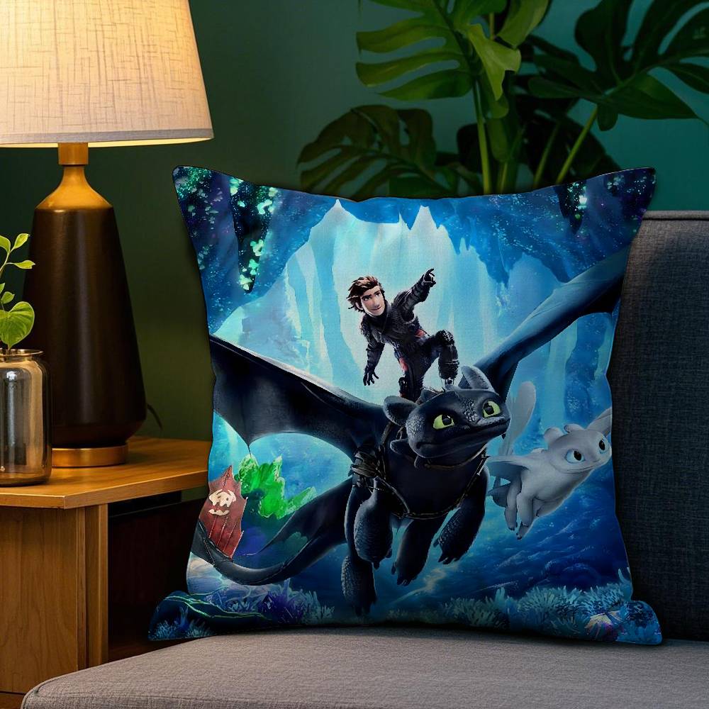 How To T-Train Your D-Dragon Pillow Case Sofa Living Room Bedroom Double-sided Printing Square Cushion Nap Time Pillow Case