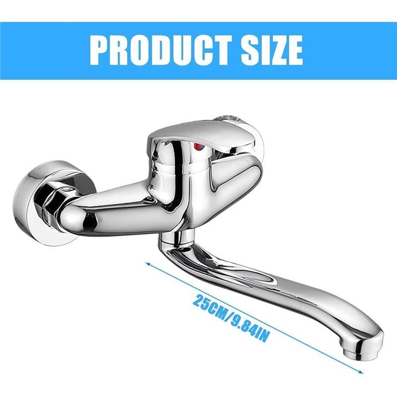ABKP-360° Rotatable Kitchen Wall Tap, Single Lever Mixer Tap Cold/Hot Sink Mixer Tap Kitchen Tap Wall Mounted Sink Fittings