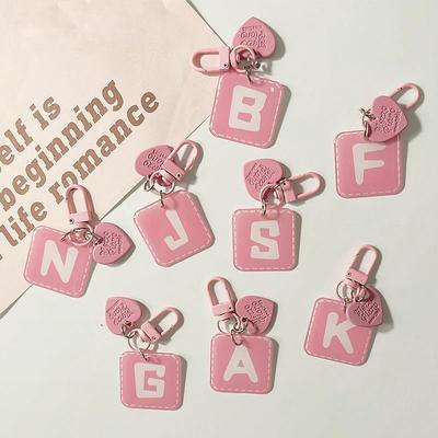 Pink 26 Letters Hanging Design Simple Keychain For Women Charm Jewelry Stylish Sophisticated Everyday Wear A-Z Key Chains