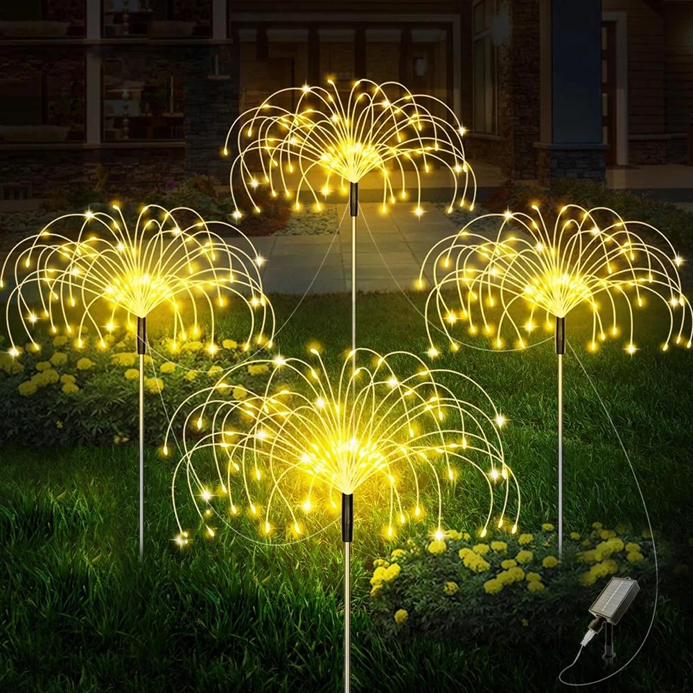 Solar 150 LEDS Pathway Lights Outdoor Waterproof Garden Decor Firework Fairy Solar Lawn Lamp for Patio Walkway Yard