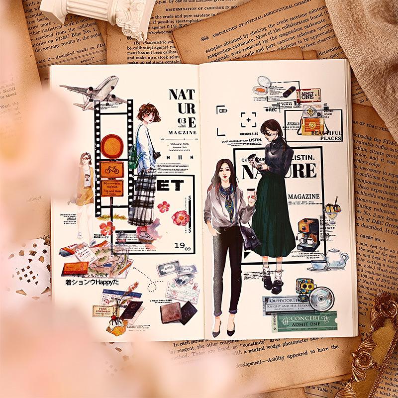 3 Pcs Vintage Plant Tent Sticker Waterproof PET Material Cut Film Creative Sticker Pack Junk Journal Supplies