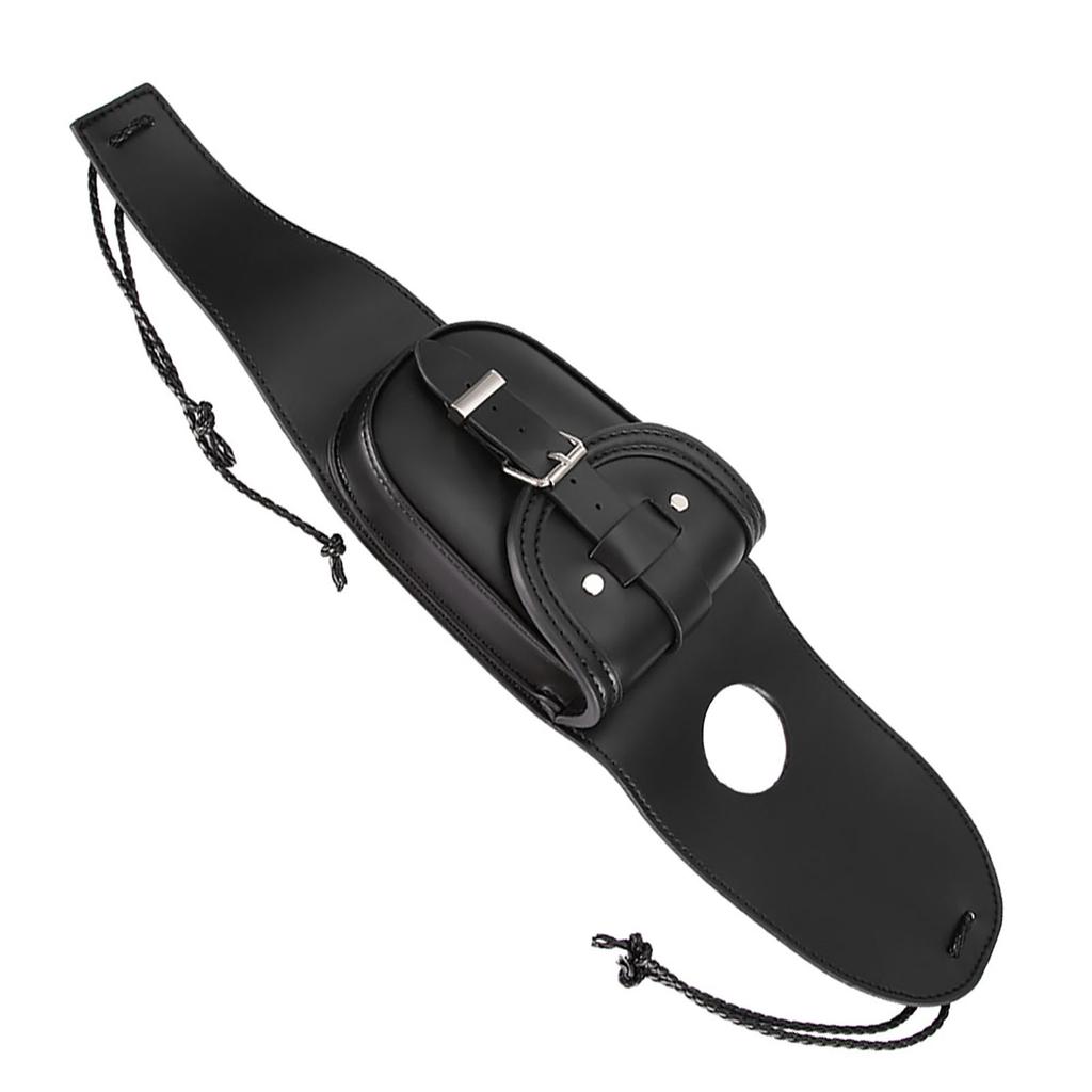 Universal Motorcycle Black PU Leather Fuel Tank Chap Cover Panel with Pouch Bag