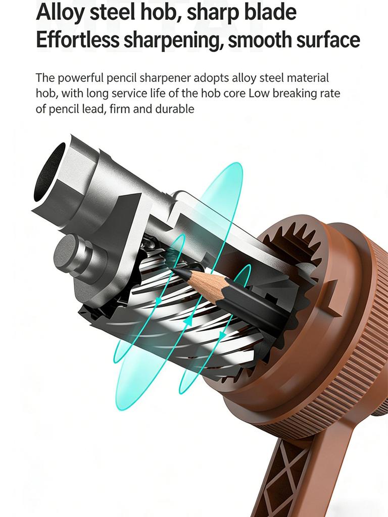 Manual Pencil Sharpener Alloy Steel Blade Compatible Multiple Pencils with 5 Adjustable Tip Auto Eject Broken Lead for Artists Students and Sketching