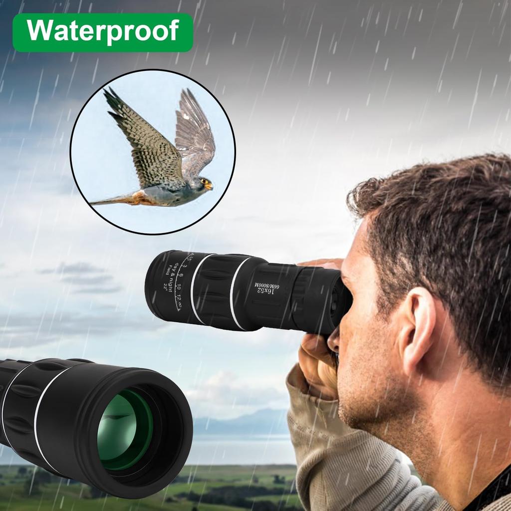 16x52 Dual Focus Monocular Upgrade Handheld Telescope 66m/8000m for Camping Concerts Fishing Hunting Spotting