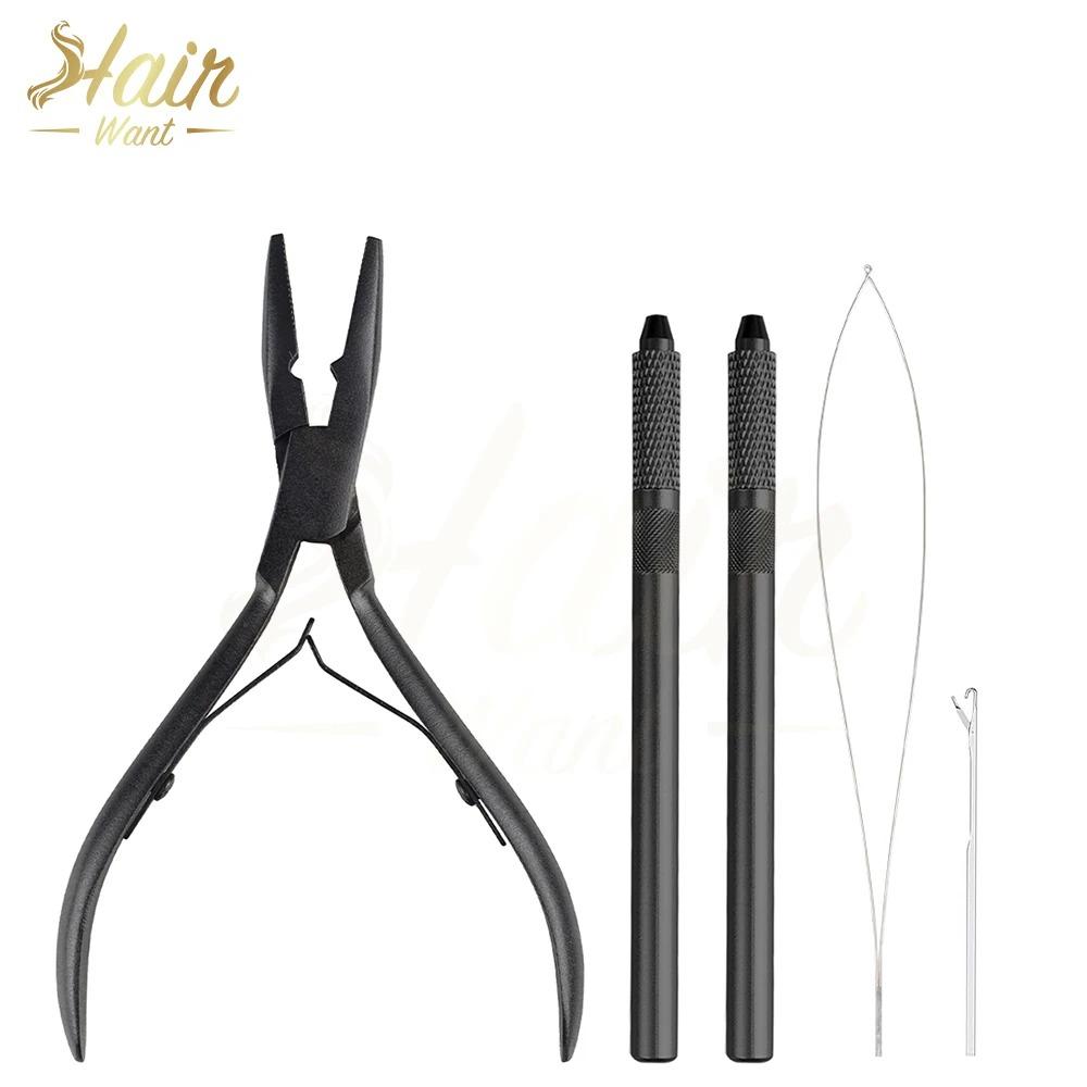 Hair Extension Tool Kit  Pliers for Feathers Extensions Loop Threader Pulling Hook Tools For Hair Salon