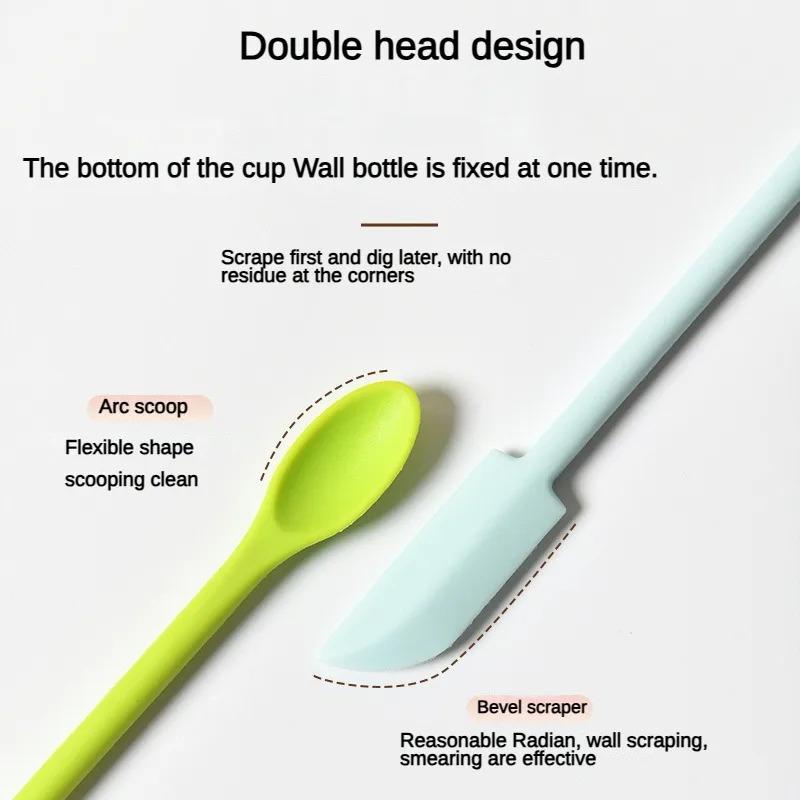 3 Adet Silikon Spatula Seti Çift Başlı Kazıyıcı Kozmetik Reçel Krem Derin Şişe Mini Spatula Uzatılmış Küçük Uçlu Spa Makyaj Aracı