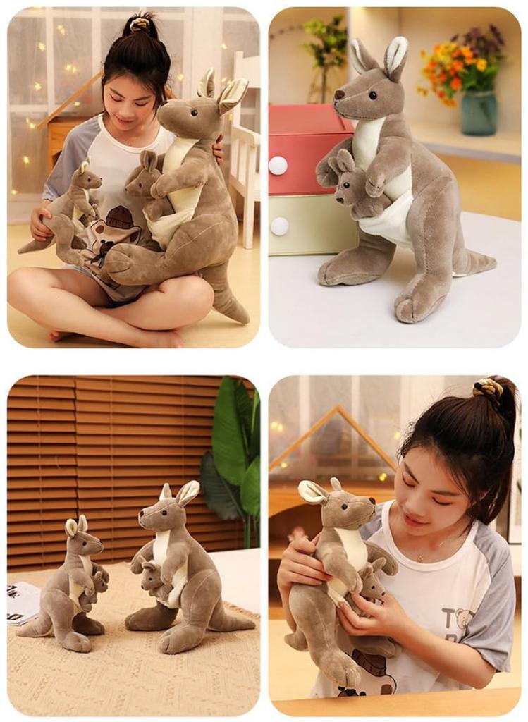 Kangaroo Plush Toy (Gray, 60cm) Parent and Child Kangaroo Animal Celebration Gift
