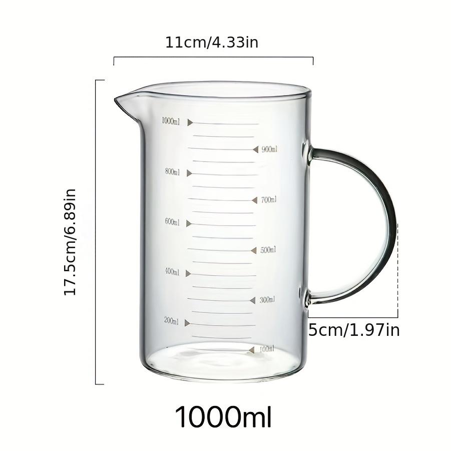 Glass Measuring Cup with Scale and Handle, High Temperature Resistant, Large Capacity Baking Flour Transparent Egg Beater Cup, Microwave Safe